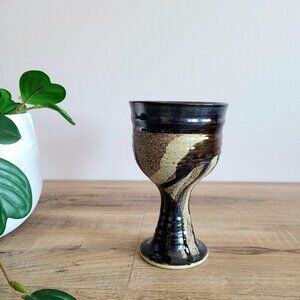 Hand made ceramic/stoneware goblet earthy colors.